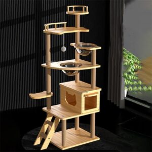 Luxury 5-Tier Wooden Cat Tower
